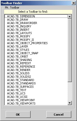 Toolbar Finder for AutoCAD
